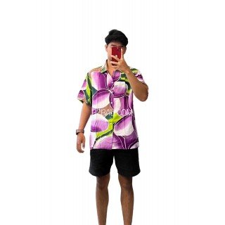 Hot Sale Men Shirt Rayon Hand Painted Floral Design High Quality